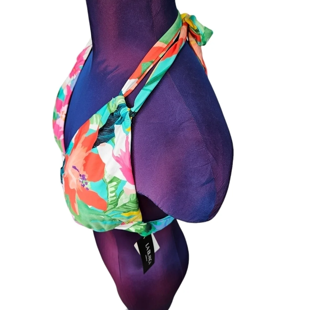 NWT La Blanca Tropea Tropical Halter Bikini Top Size 16 Women's Q20‎